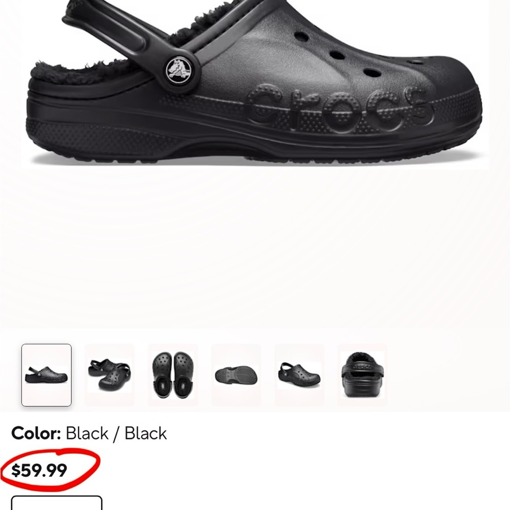 Black Baya Lined Clog Crocs